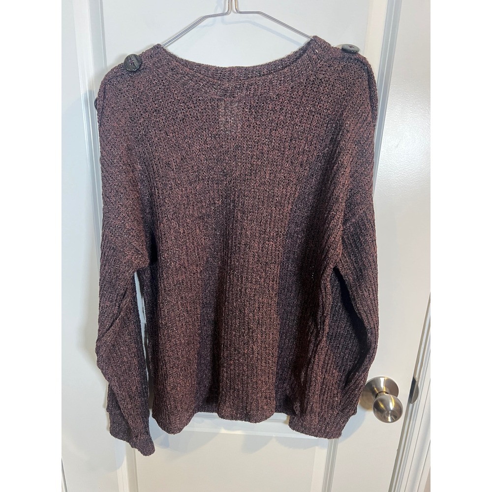 Haute Project Womens Sweater Shoulder Button‎ Detail Marled Brown XL